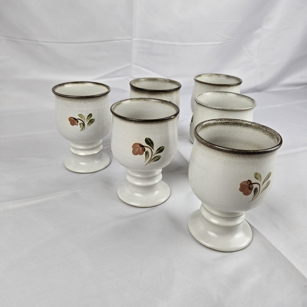Vintage Denby Langley Serenade Stoneware Goblet Set of 6 Vtg Goblets - Picture 7 of 12